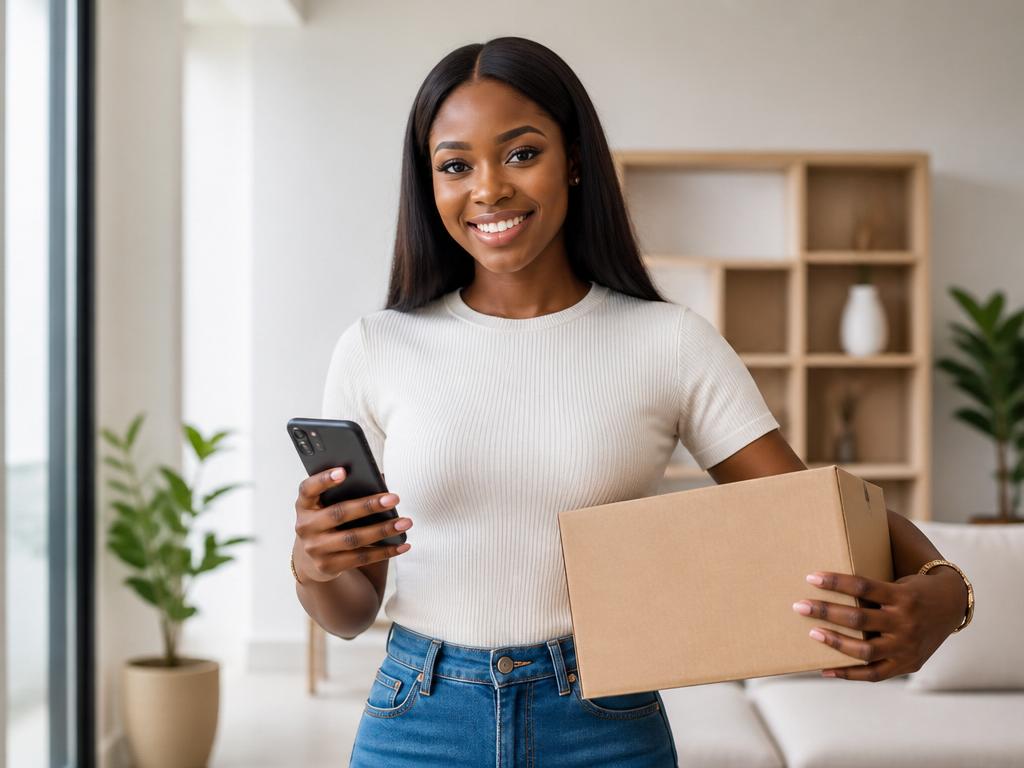 Happy Nigerian customer receiving a secure delivery